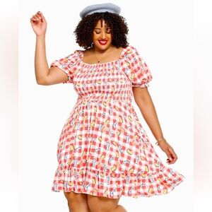 Disney Pixar Ratatouille Remy & Food Gingham smock dress